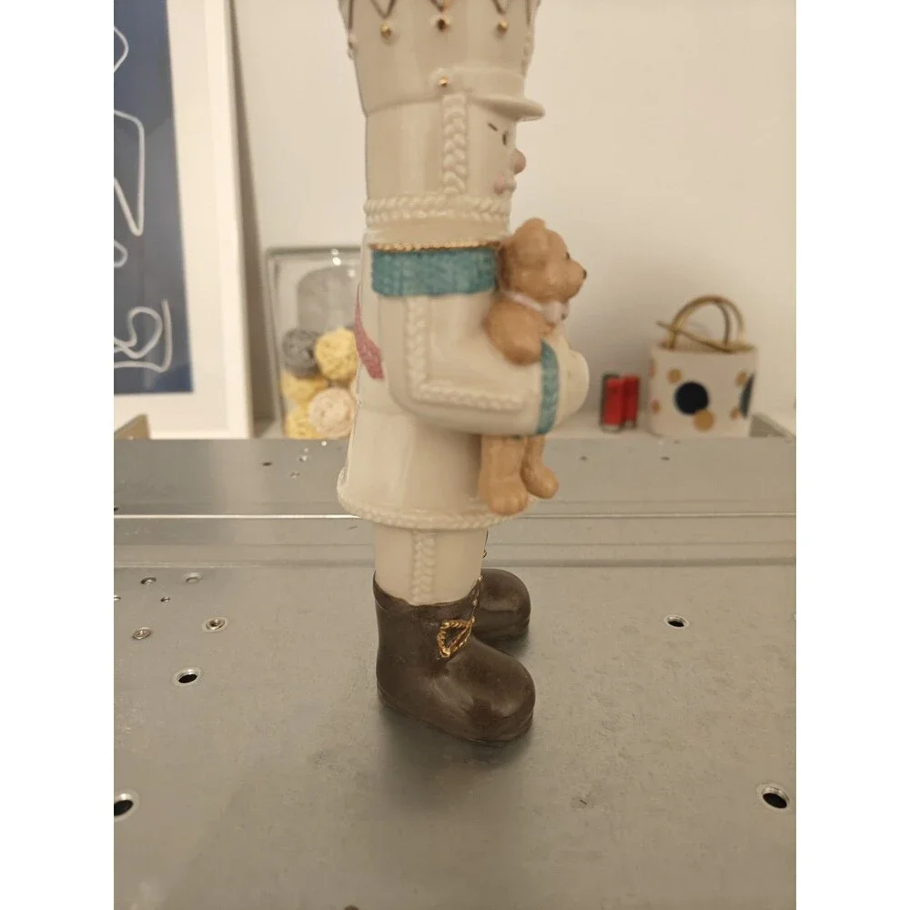 LENOX Sweetie Nutcracker Vintage Figurine Teddy Bear Gold Trim Ceramic Spot 7.5